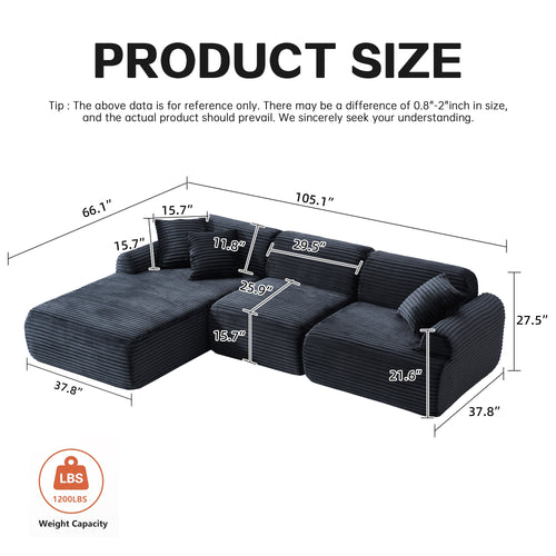 105'' Modular Sectional boneless sofa