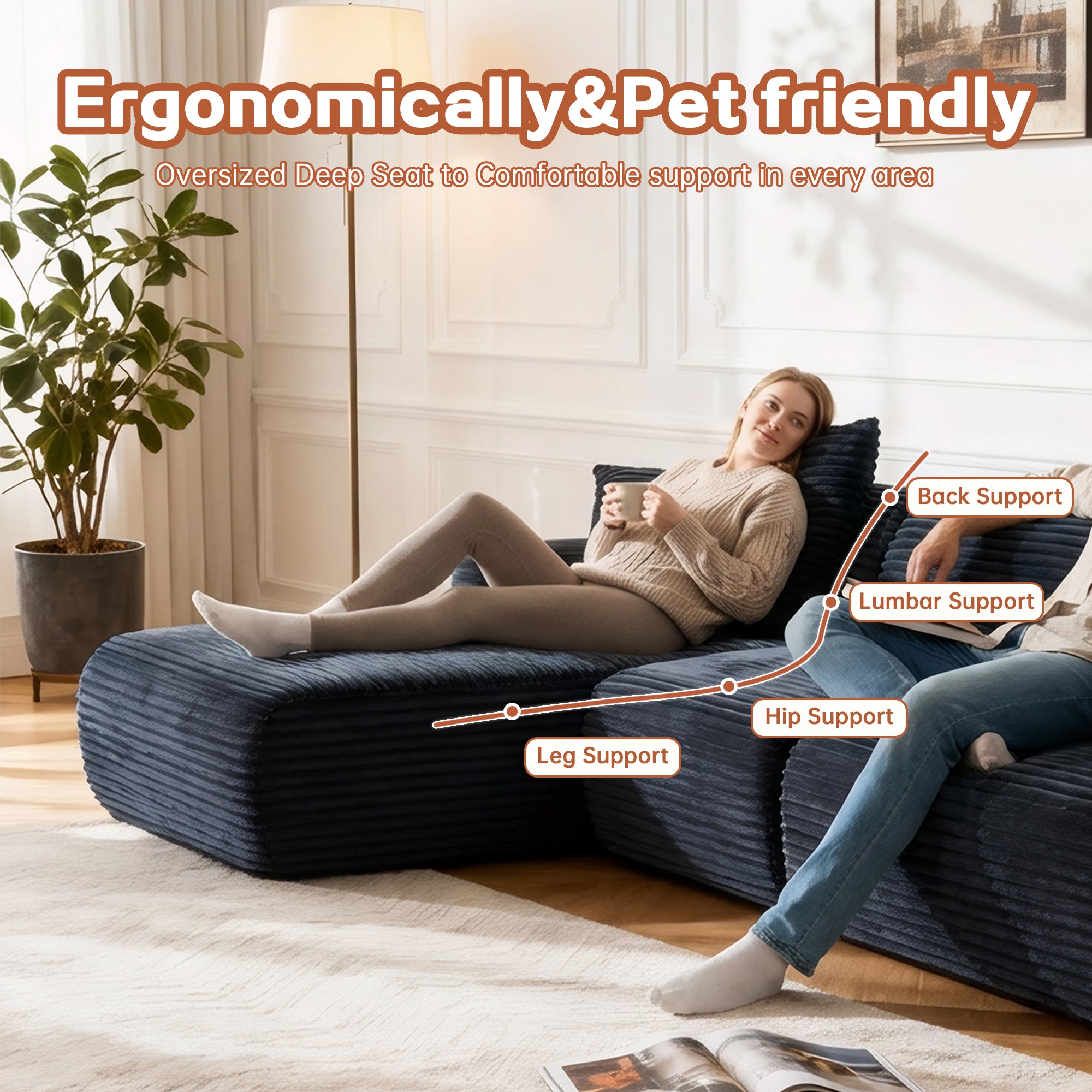 105'' Modular Sectional boneless sofa
