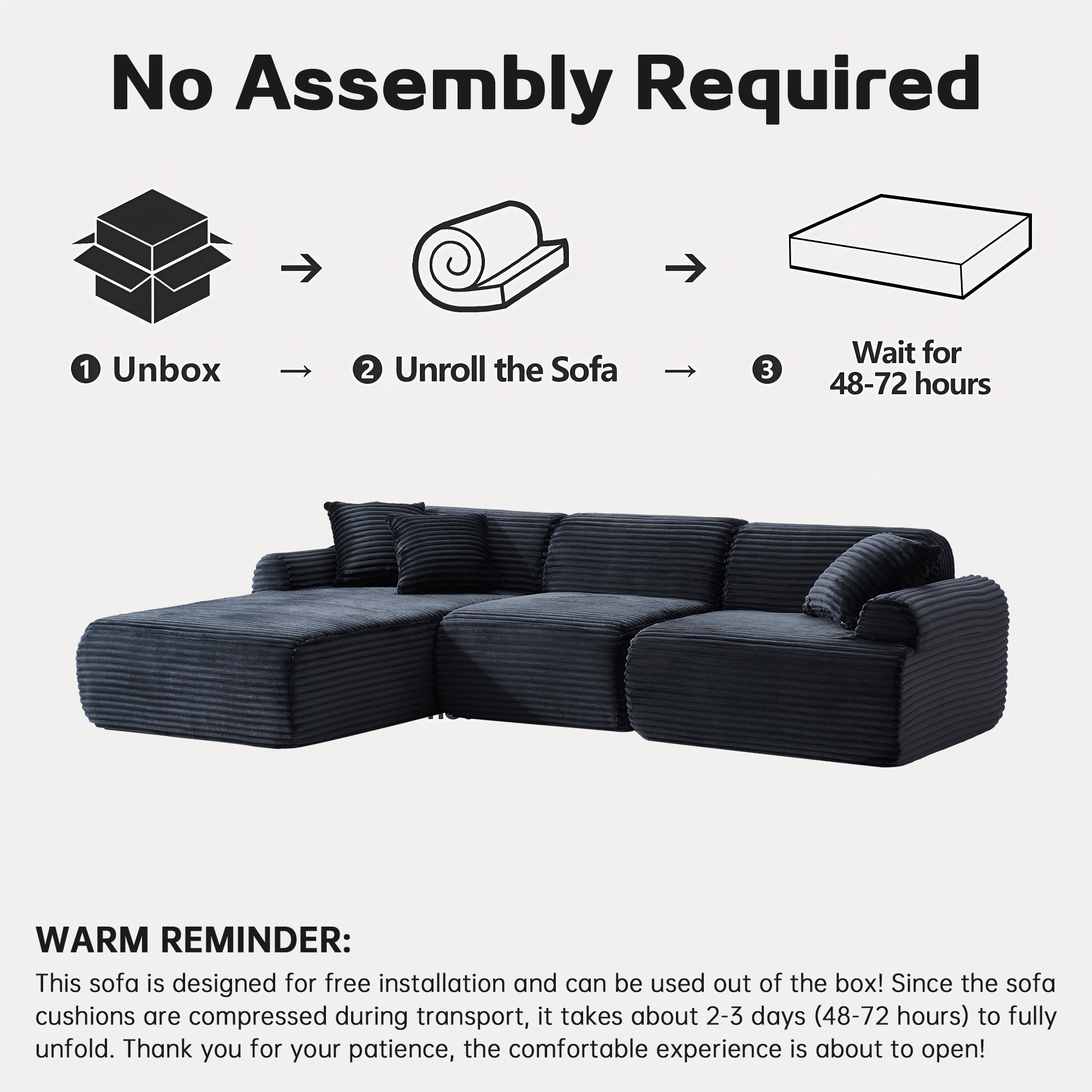 105'' Modular Sectional boneless sofa